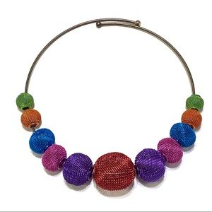 VINTAGE COLORFUL METAL ORB ROUND COLLAR NECKLACE